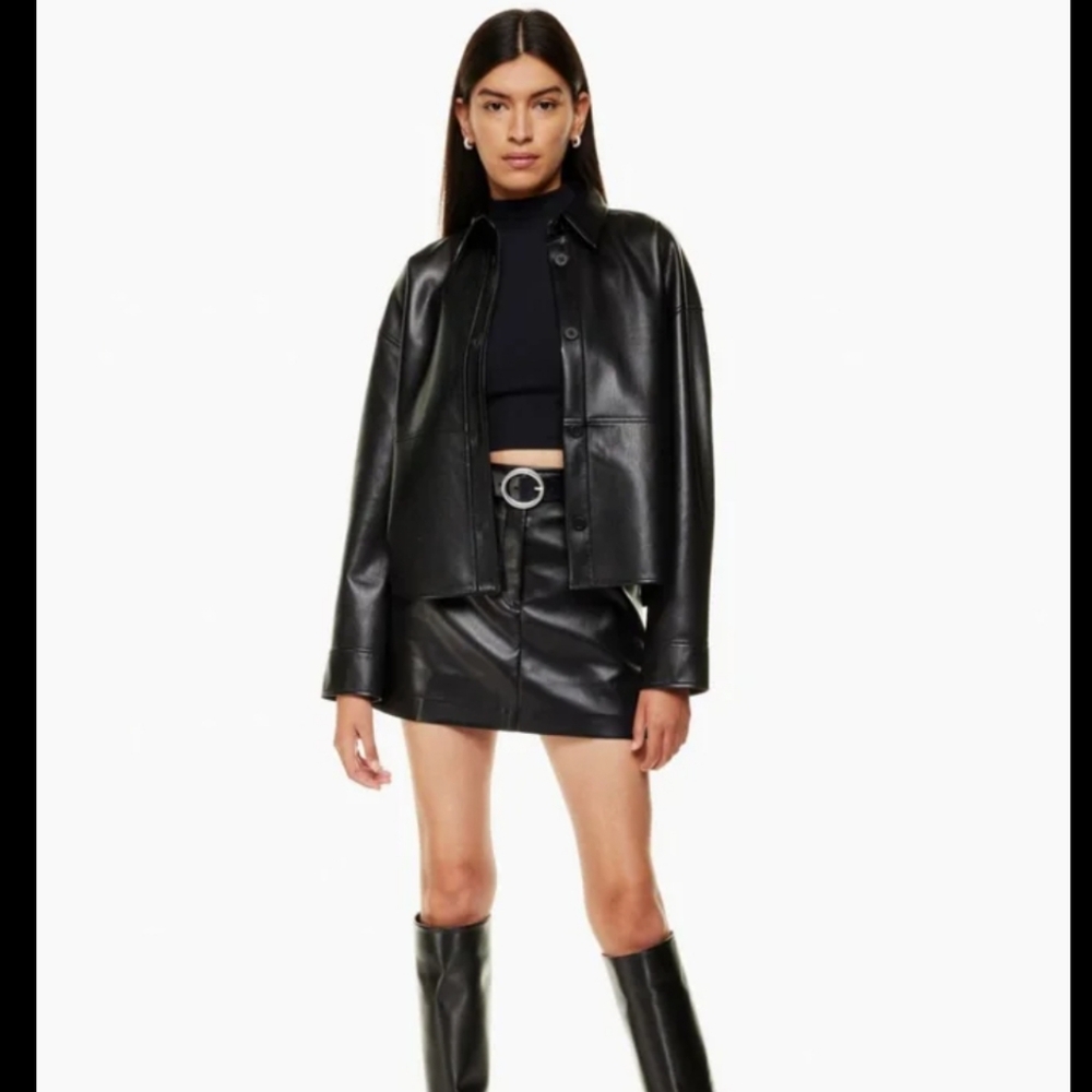 Babaton Pelli Leather Shirt Jacket 2xs